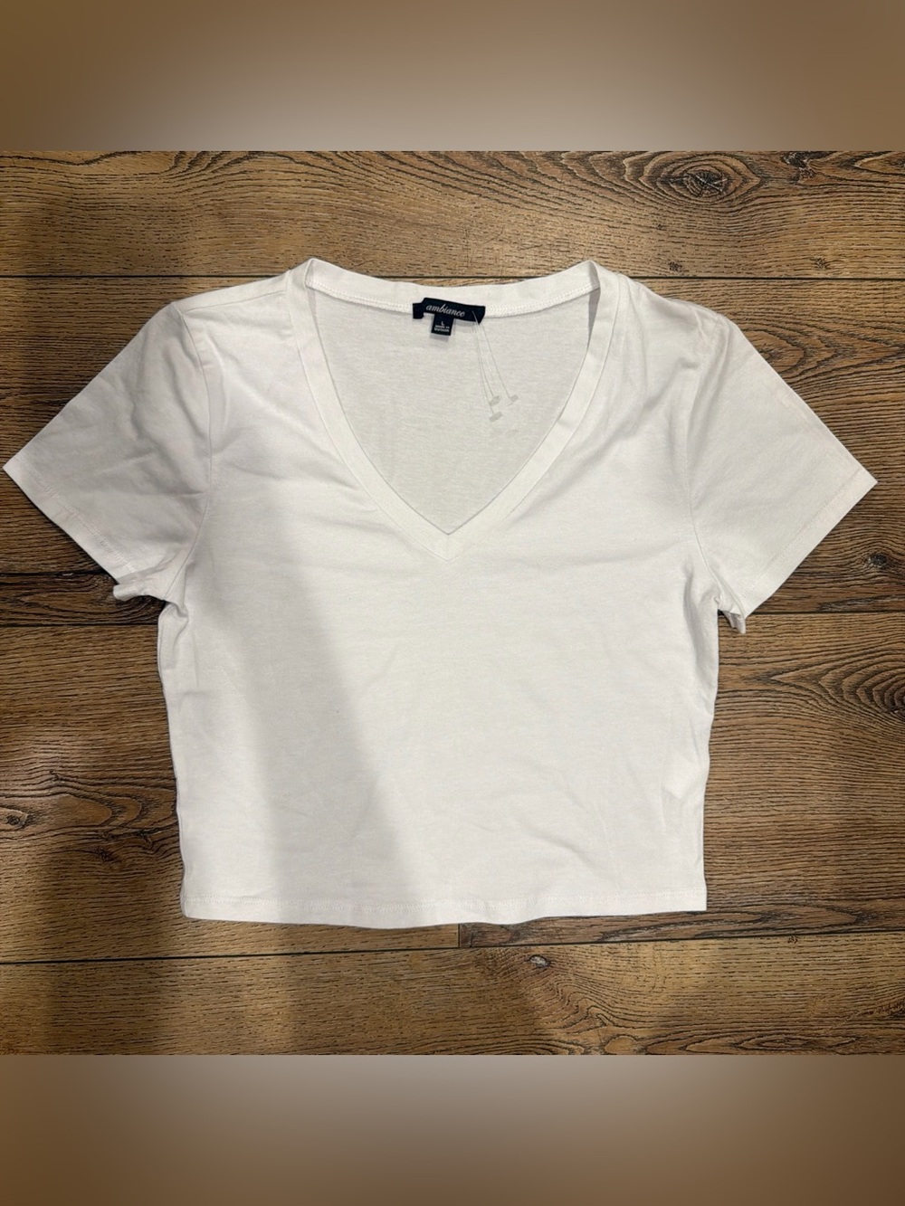 Ambiance White V-Neck Crop Tee